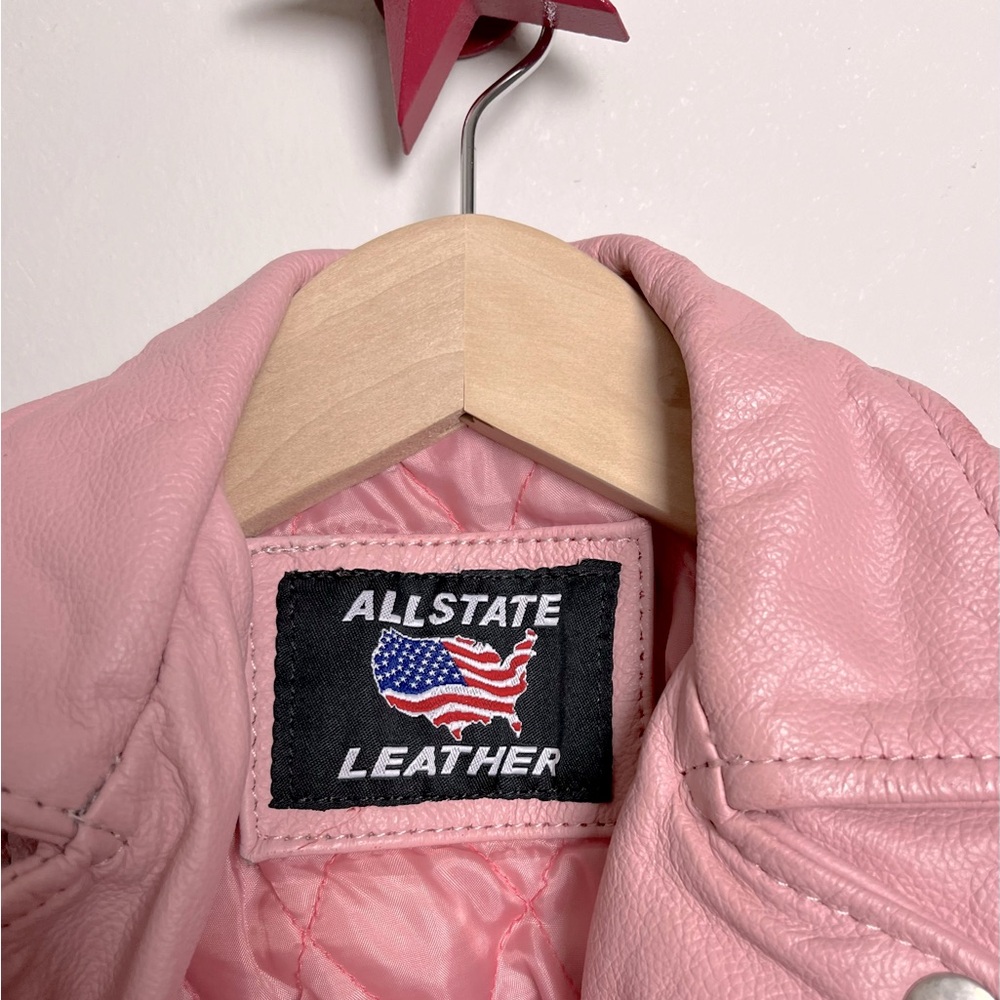 kids' allstate leather pink moto jacket size xs - Picture 5 of 12